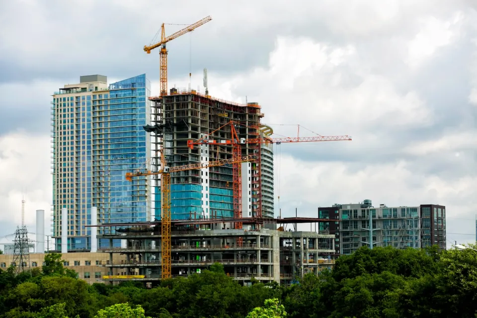 High-rise buildings under construction.